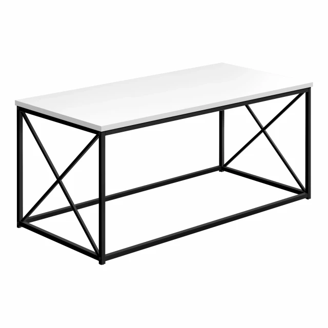 White rectangular coffee table with glass top and plywood design in furniture category