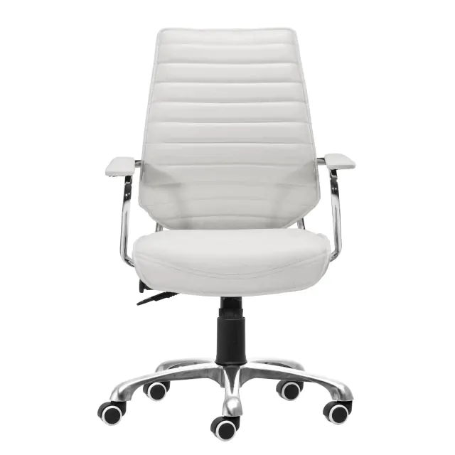 Gray Faux Leather Tufted Seat Swivel Adjustable Executive Chair Leather Back