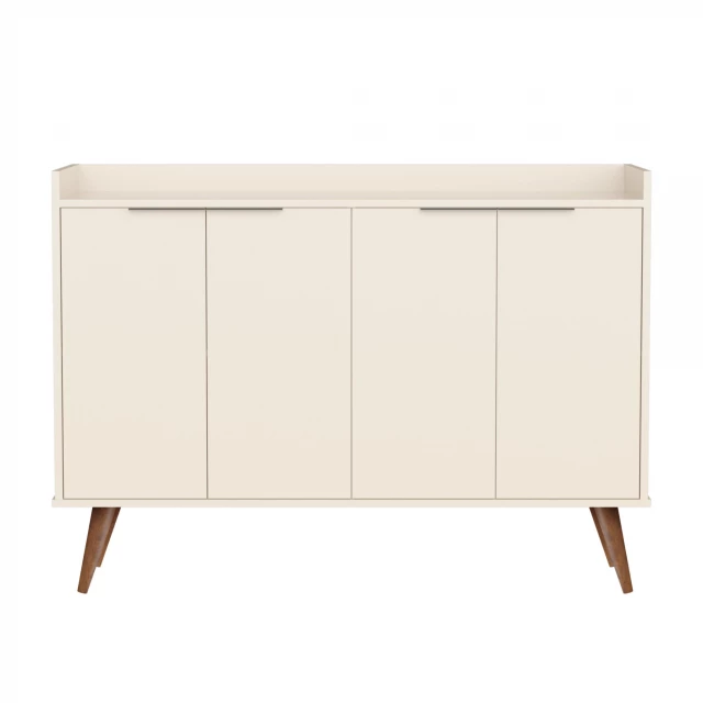 Natural buffet accent chest with six shelves hardwood and wood stain finish