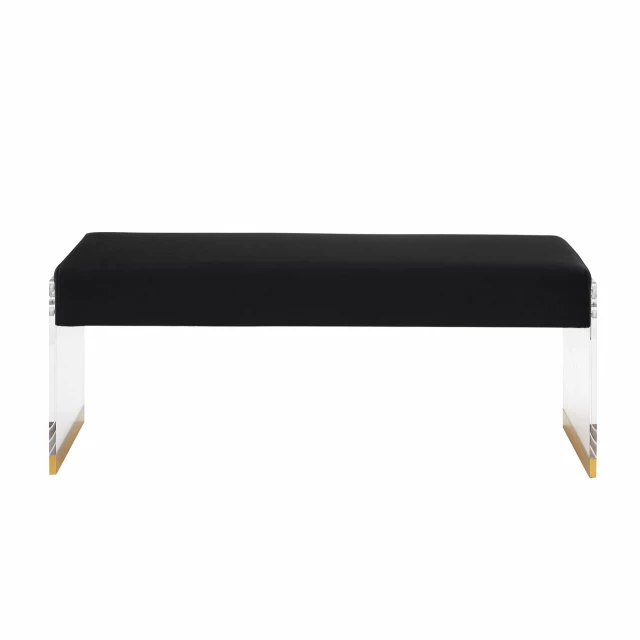 Black clear upholstered velvet bench for elegant home decor