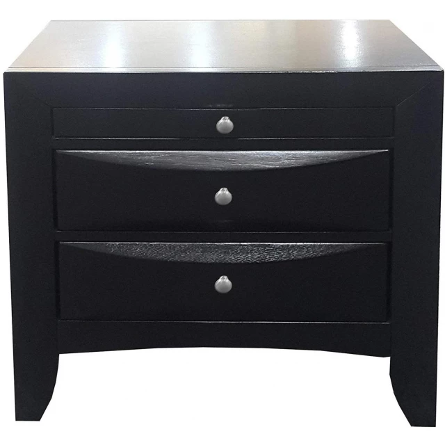 Black drawers nightstand with grey chest of drawers and dresser furniture in a rectangular shape