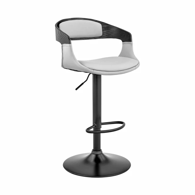 Low back adjustable height bar chair with artistic design and circular base