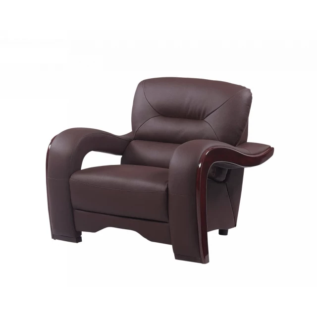 Brown glamorous leather chair with armrests for comfort and style