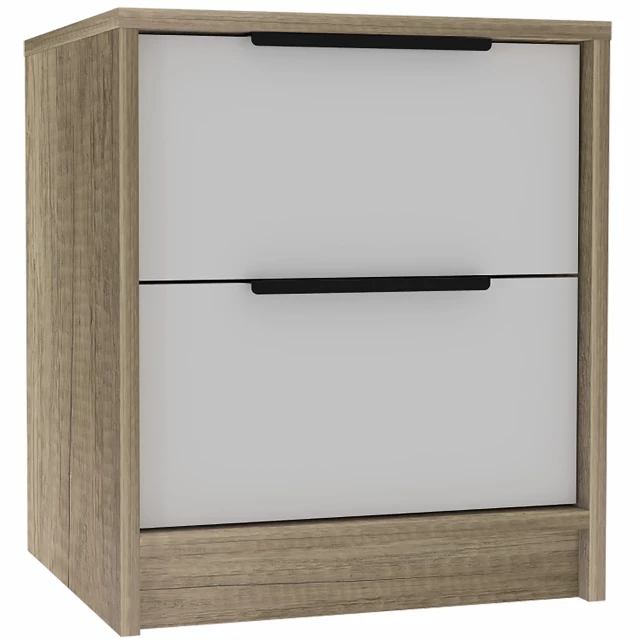 Modern light oak white drawer nightstand in bedroom setting