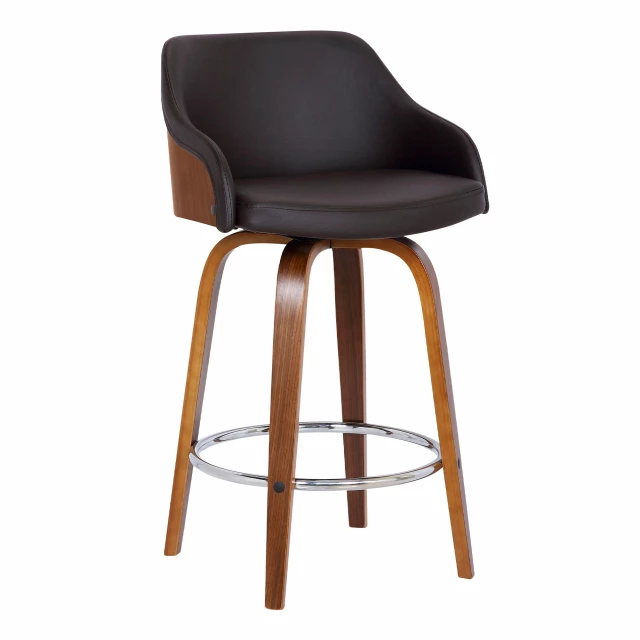 Low back counter height bar chair with wood metal and plastic materials