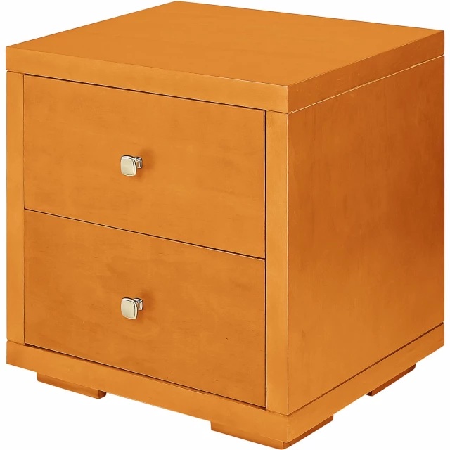 Cherry drawer nightstand with wood finish and metal handles