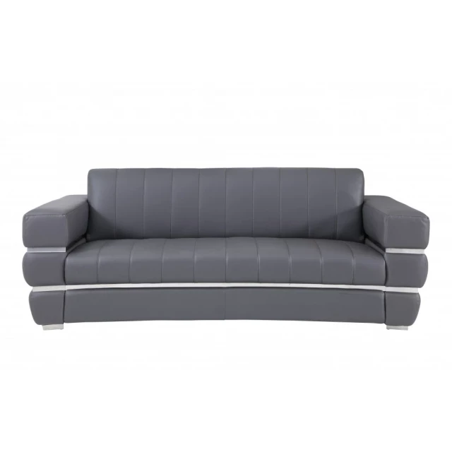 Gray silver Italian leather sofa with comfortable studio couch design suitable for outdoor use