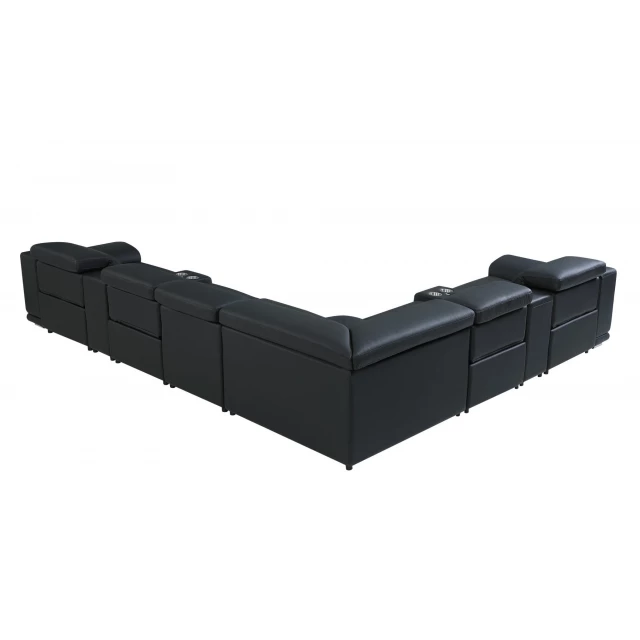 U-shaped eight corner sectional console in electric blue with comfortable design and stylish appearance