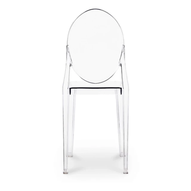 Clear transparent acrylic dining chair with rectangle and circle shapes