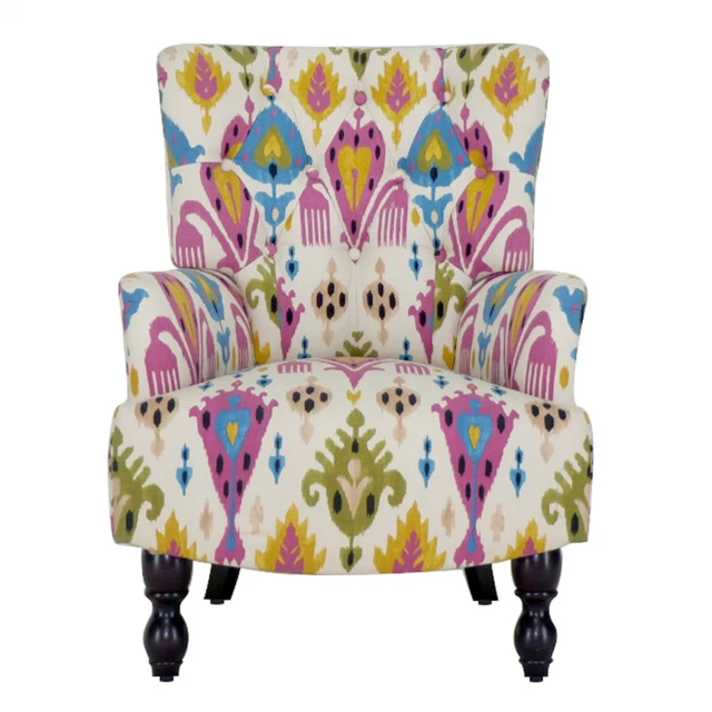 Polyester blend abstract floral armchair with plant and flower design