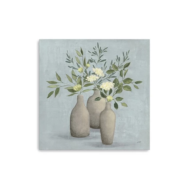Assorted ceramic vases with flowers and twigs print wall art for home decor