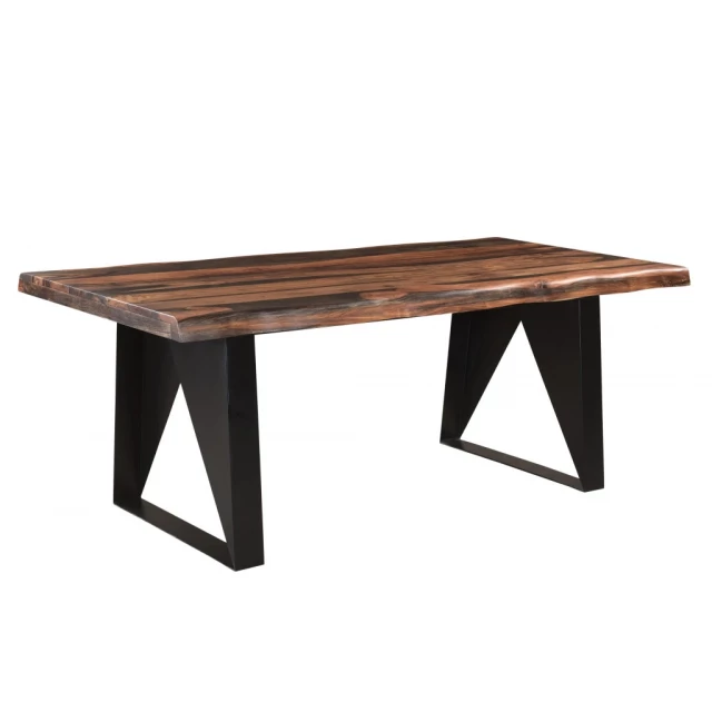 Black solid wood metal dining table with rectangle shape and line design suitable for outdoor and indoor use