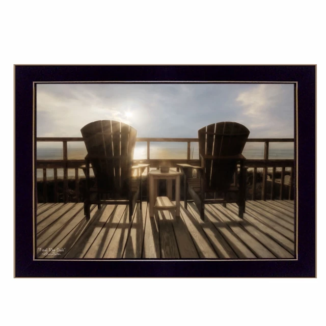 Black framed print of a landscape with sky clouds and horizon as wall art