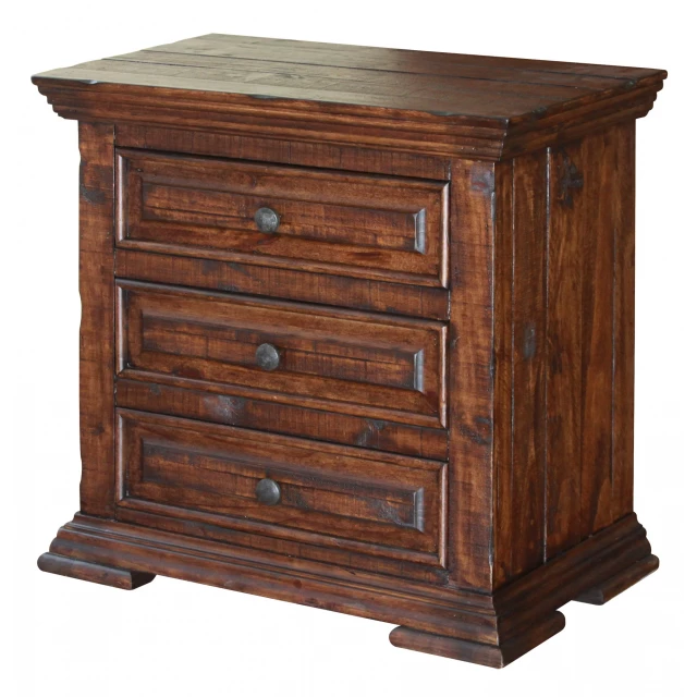 Brown drawer nightstand with cabinetry chest of drawers in wood for bedroom furniture