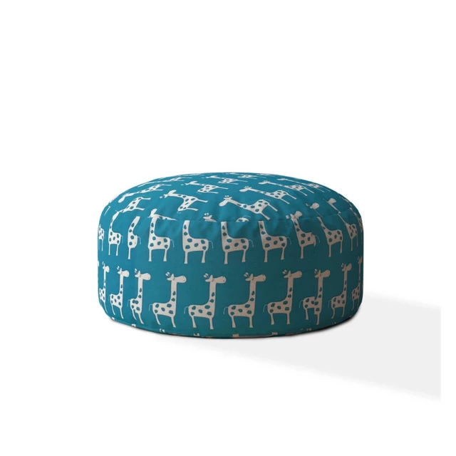 White cotton round giraffe pouf ottoman furniture for home decor