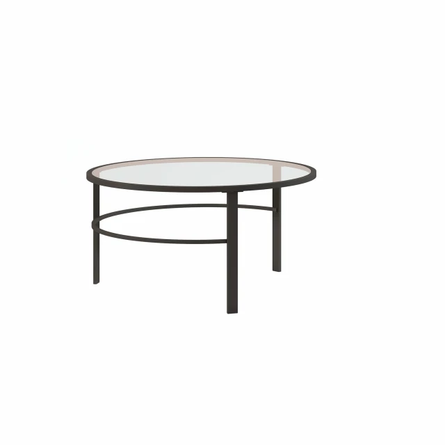 Set of glass steel round nested coffee tables with transparent and circular elements