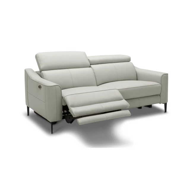 Grain leather power reclining love seat with comfortable armrests and sleek design