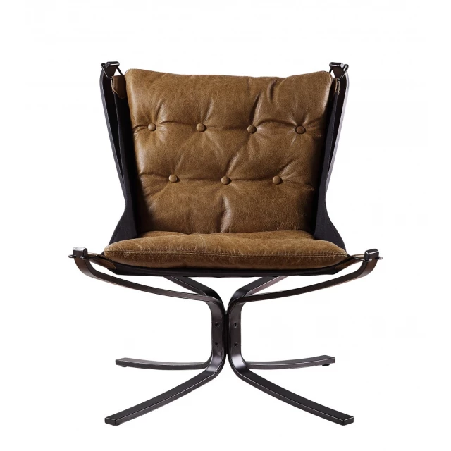 Grain leather steel solid lounge chair with wood armrests and comfortable rectangle cushion