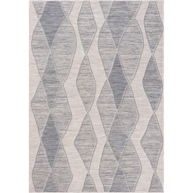 abstract geometric indoor outdoor area rug with grey and wood art design