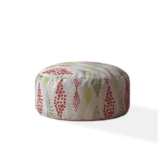 Cotton round polka dot pouf ottoman in creative arts style with natural material