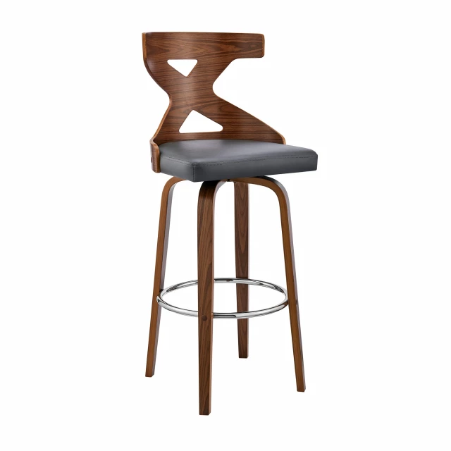 Wood swivel counter height bar chair in hardwood and plywood