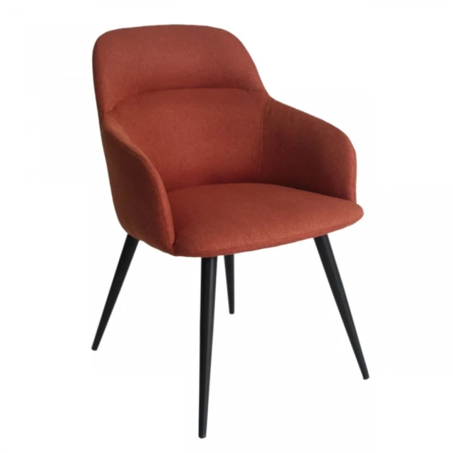 Black linen Ergo modern dining chair with wood flooring and armrest