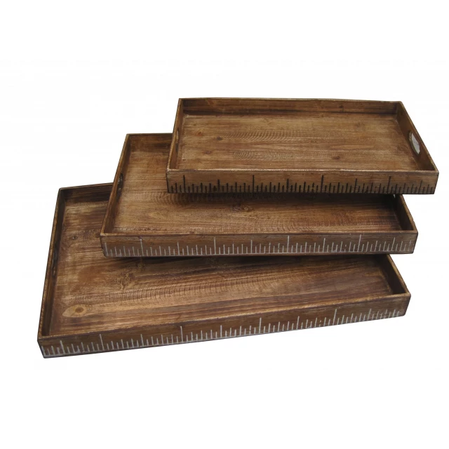 brown wood tray rectangular hardwood with wood stain