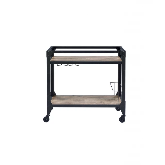 Black metal serving cart with sleek design and durable construction