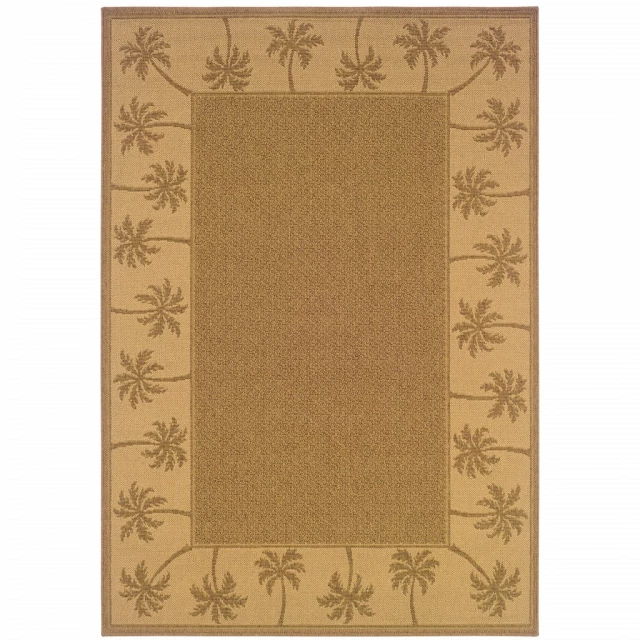 stain resistant indoor outdoor area rug in brown and beige with rectangular pattern