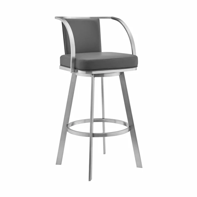 Iron swivel counter height bar chair with wood and metal composite material