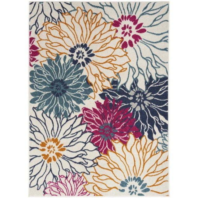cream floral power loom area rug with flower and petal pattern