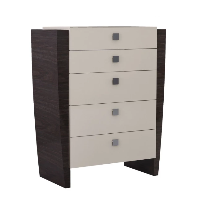 Refined beige high gloss chest of drawers for elegant bedroom decor