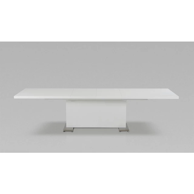White folding dining table in wood with rectangle top and beige color