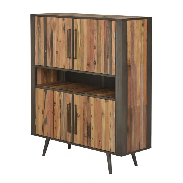 Modern rustic double decker accent cabinet with cabinetry furniture shelf table bookcase chest of drawers