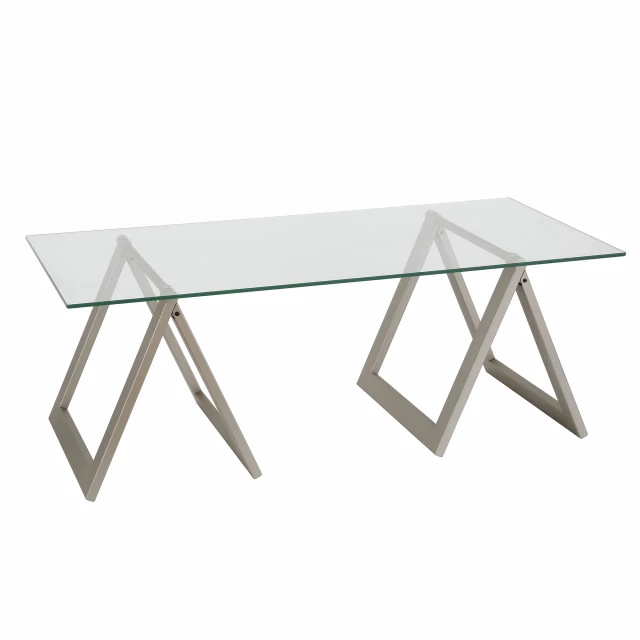 Clear glass steel coffee table with wood details and outdoor furniture design