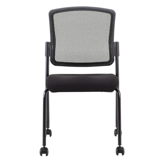 black mesh rolling office chair with armrests for comfort
