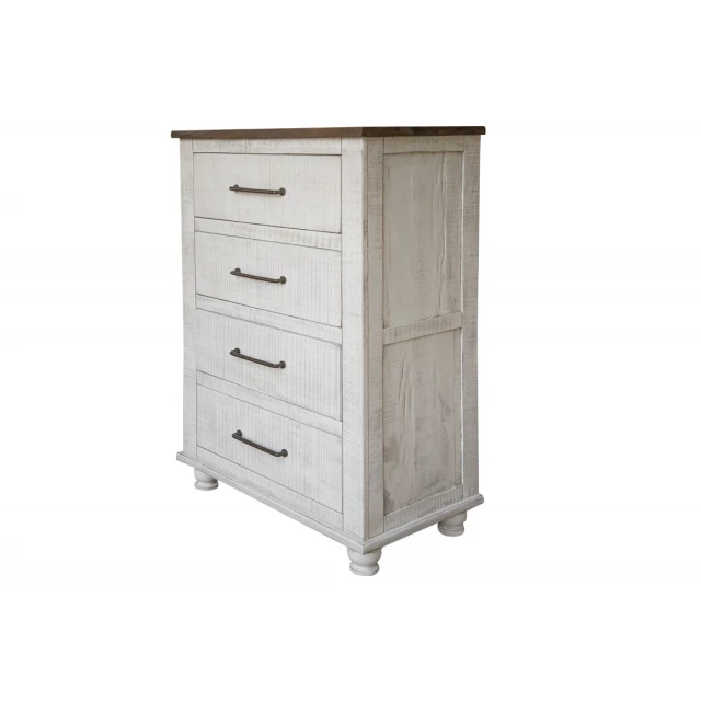 White solid wood chest with four drawers for bedroom storage
