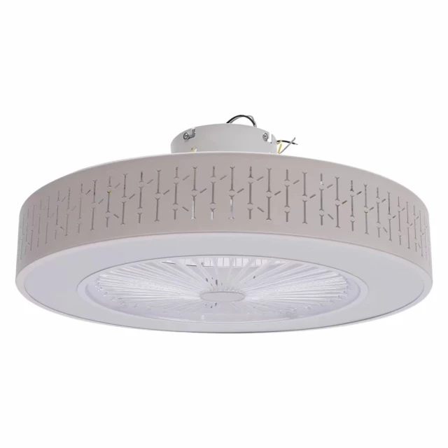 white luxurious ceiling fan light with metal and synthetic rubber components