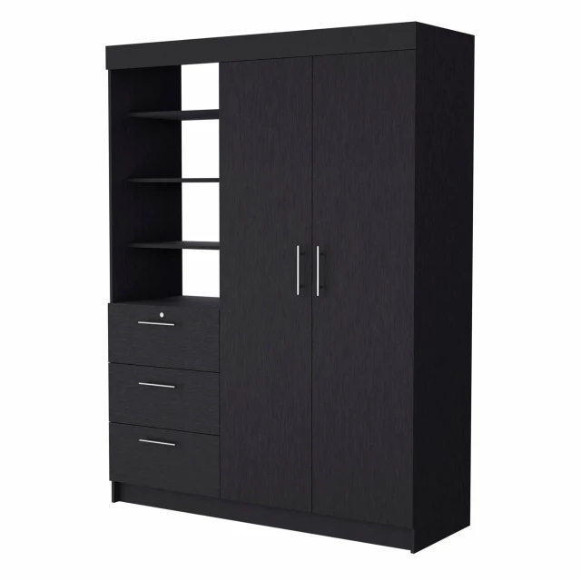 Accent cabinet with soft close shelves and drawer featuring cabinetry design and home accessories