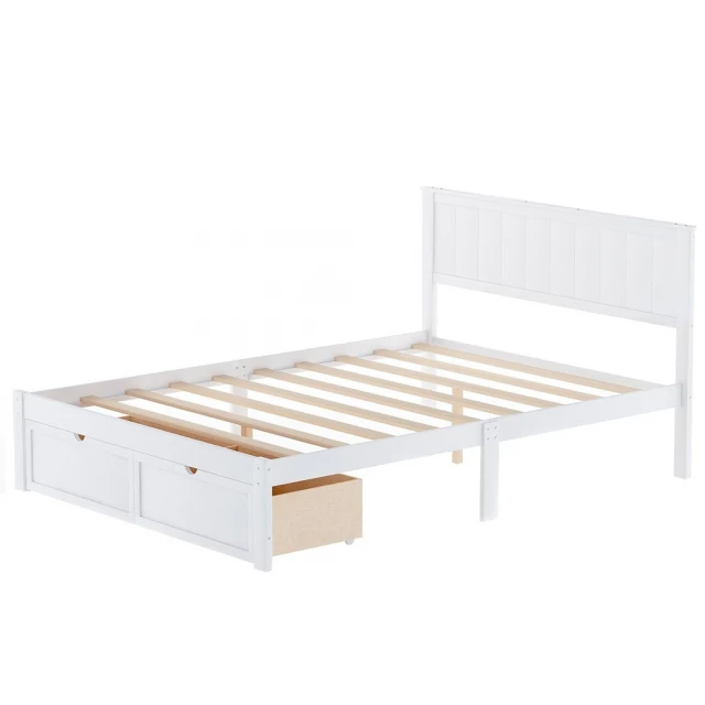 White solid manufactured wood full-size bed for bedroom furniture