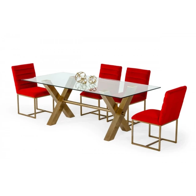 Rectangular glass stainless steel dining table with chairs and outdoor furniture setting