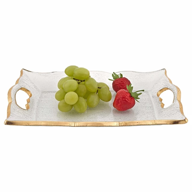 vanity or snack tray cut handles with tableware dishware and fruit