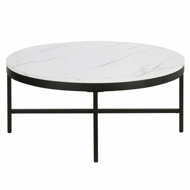 Round faux marble coffee table with steel base perfect for outdoor and indoor furniture decor
