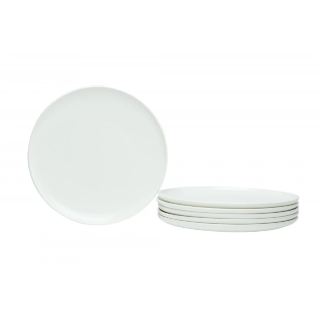 six porcelain service with six salad plates featuring tableware and serveware in circle design