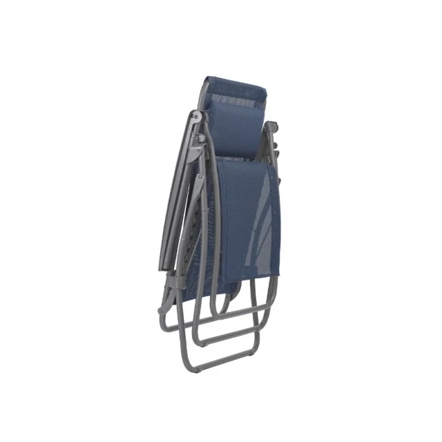 Blue and gray metal zero gravity chair for relaxation and outdoor comfort