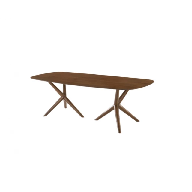 Solid wood dining table in manufactured wood with rectangle shape and wood stain finish