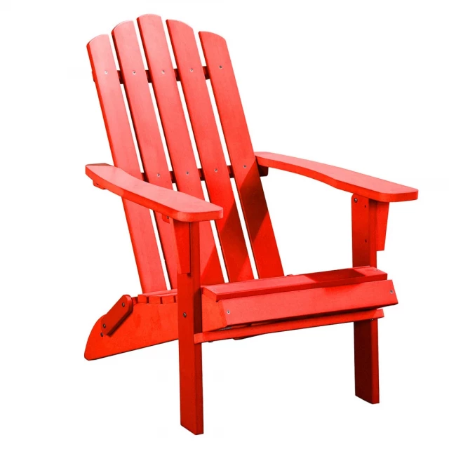 Red heavy duty plastic Adirondack chair for outdoor seating