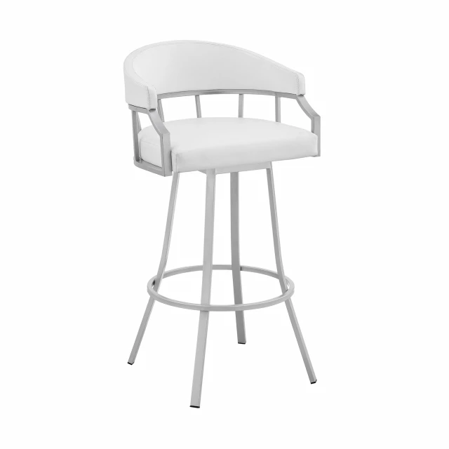 Low back bar height chair in metal and natural materials suitable for outdoor use
