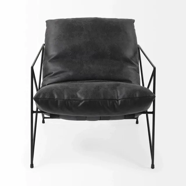 Black Faux Leather Contemporary Metal Chair Black Faux Leather Contemporary Metal Chair