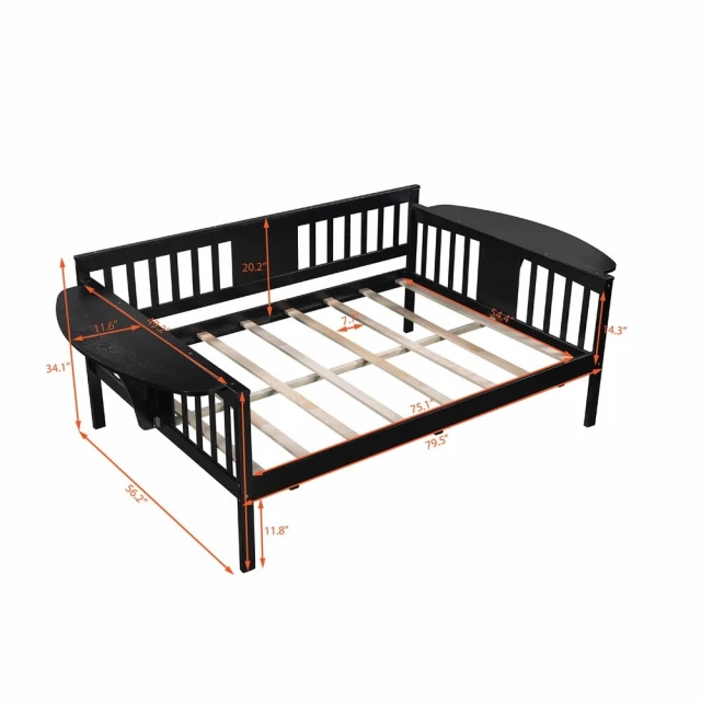 Espresso solid manufactured wood full-size bed for bedroom furniture